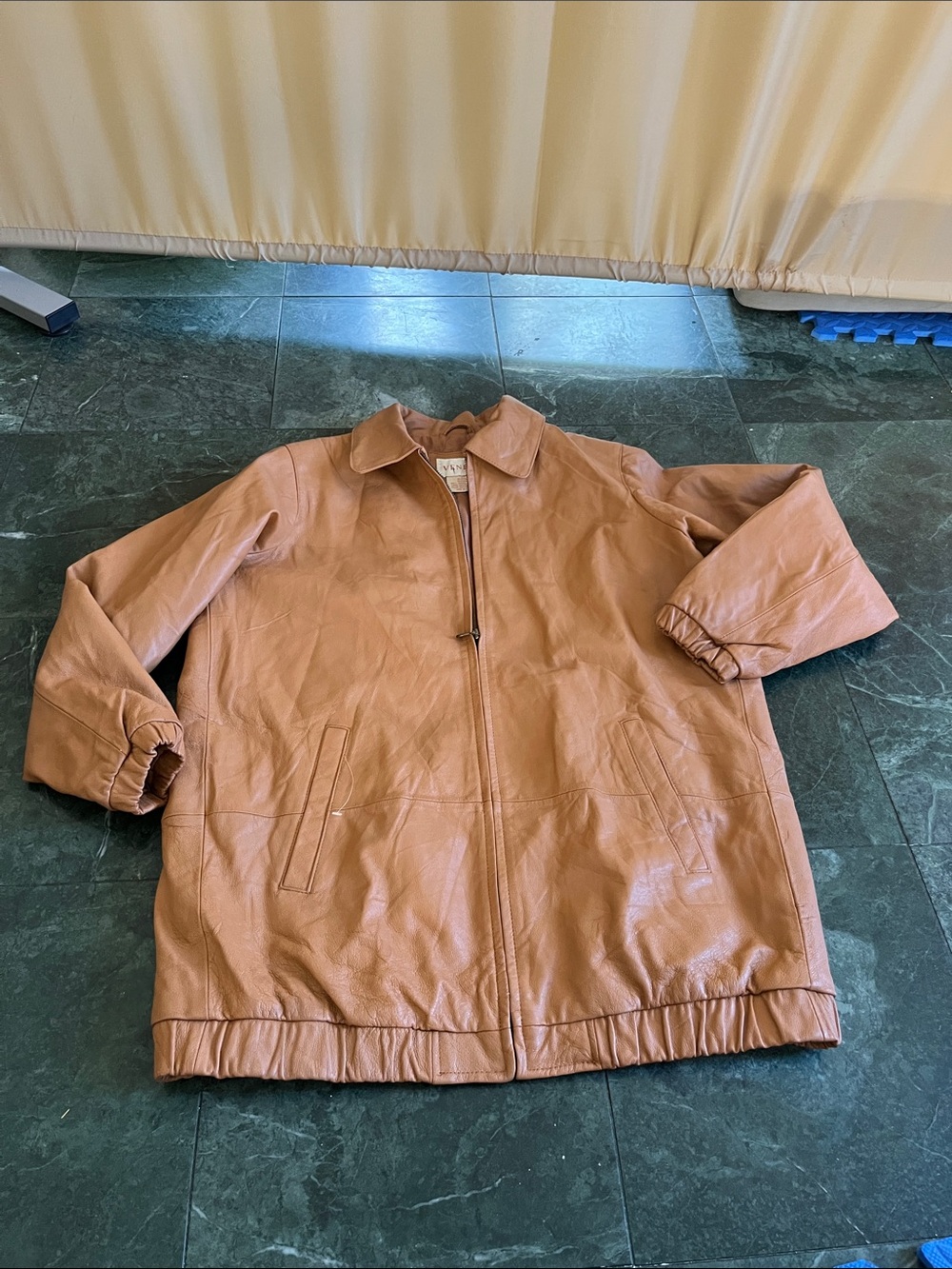 Venezia Tan Leather Bomber Jacket
